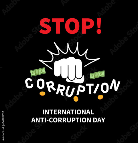 International anti-corruption day, vector graphic, Stop Corruption, Banner Illustration, say no to corruption, web banner, 9th December, Vector Template, flat design, flyer design, flat illustration