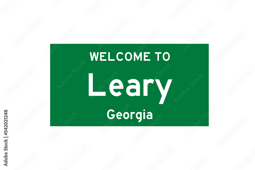 Leary, Georgia, USA. City limit sign on transparent background. Leary, Georgia, USA. City limit sign on transparent background.