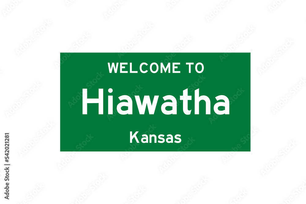 Hiawatha, Kansas, USA. City limit sign on transparent background. Hiawatha, Kansas, USA. City limit sign on transparent background.