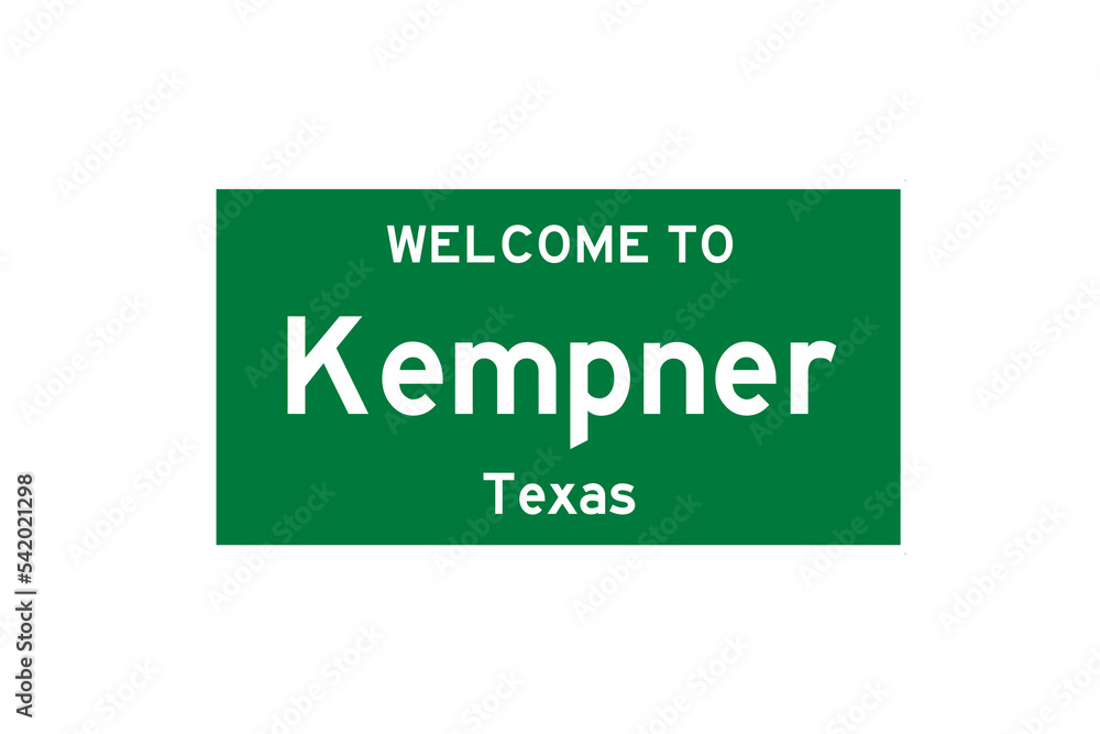 Kempner, Texas, USA. City limit sign on transparent background. Kempner, Texas, USA. City limit sign on transparent background.