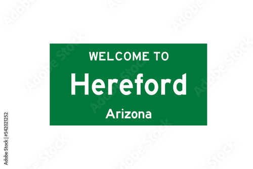 Hereford, Arizona, USA. City limit sign on transparent background.  photo