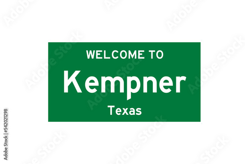 Kempner, Texas, USA. City limit sign on transparent background. 