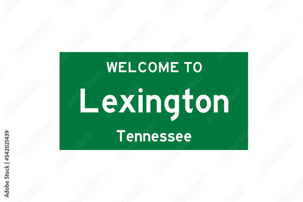 Lexington, Tennessee, USA. City limit sign on transparent background. 