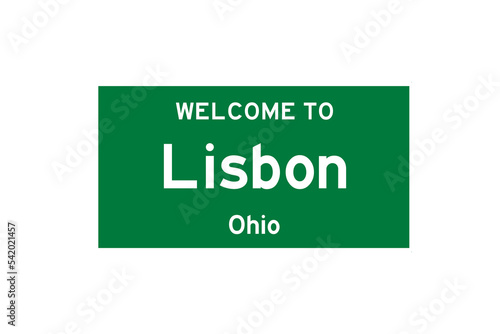 Lisbon, Ohio, USA. City limit sign on transparent background. 