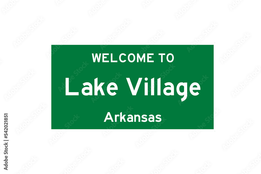 Lake Village, Arkansas, USA. City limit sign on transparent background. Lake Village, Arkansas, USA. City limit sign on transparent background.