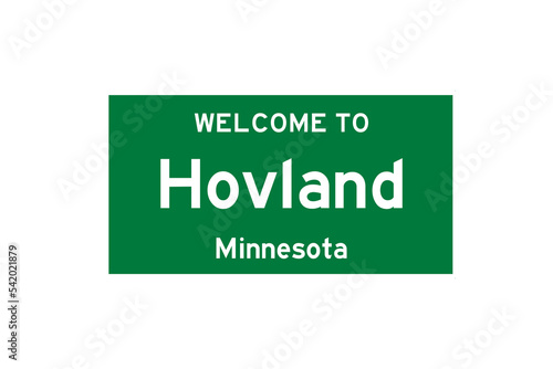 Hovland, Minnesota, USA. City limit sign on transparent background. 
