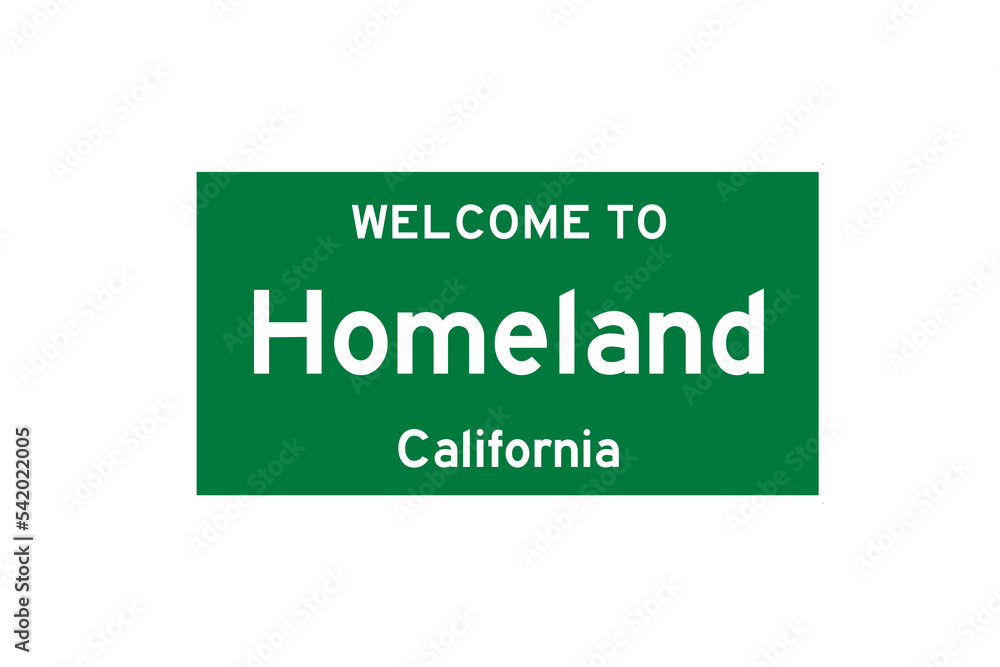 Homeland, California, USA. City limit sign on transparent background. Homeland, California, USA. City limit sign on transparent background.