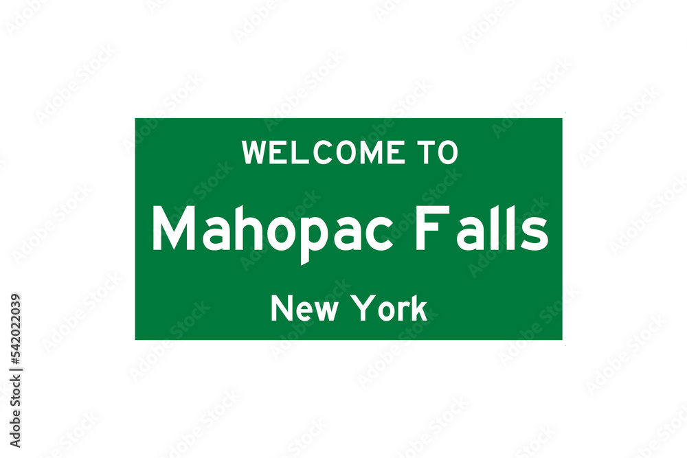 Mahopac Falls, New York, USA. City limit sign on transparent background. Mahopac Falls, New York, USA. City limit sign on transparent background.