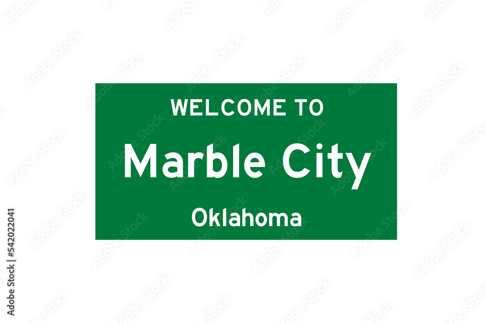 Marble City, Oklahoma, USA. City limit sign on transparent background. 