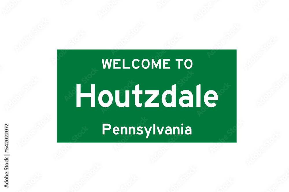 Houtzdale, Pennsylvania, USA. City limit sign on transparent background. 