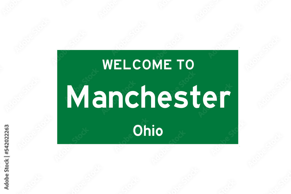 Manchester, Ohio, USA. City limit sign on transparent background. Stock