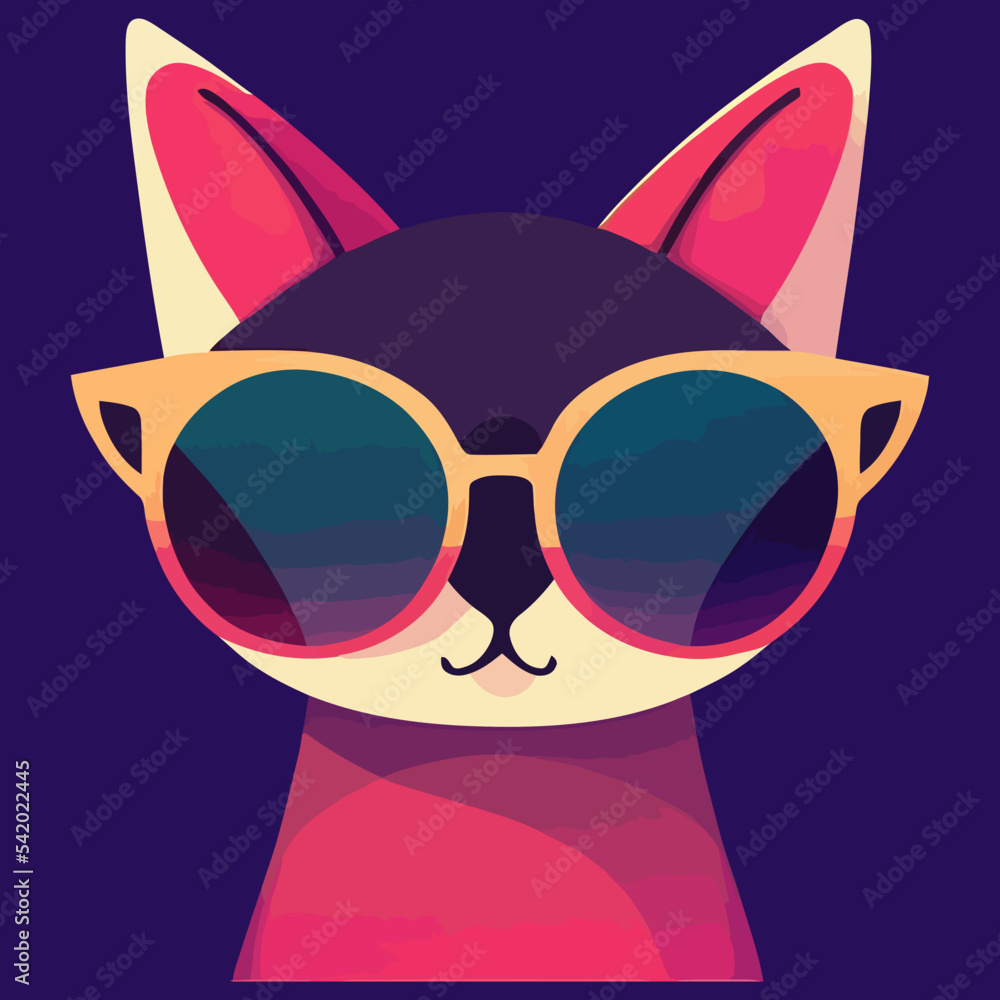 illustration Vector graphic of cat wearing sunglasses isolated perfect for logo, mascot, icon or print on t-shirt 