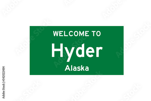 Hyder, Alaska, USA. City limit sign on transparent background. 