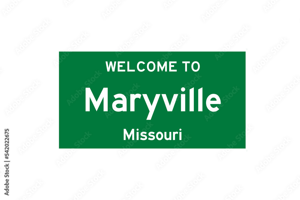 Maryville, Missouri, USA. City limit sign on transparent background. Maryville, Missouri, USA. City limit sign on transparent background.