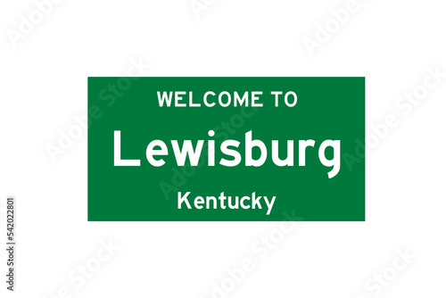 Lewisburg, Kentucky, USA. City limit sign on transparent background.  photo