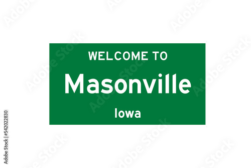 Masonville, Iowa, USA. City limit sign on transparent background.  photo