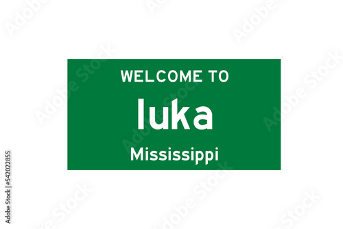 Iuka, Mississippi, USA. City limit sign on transparent background.  photo