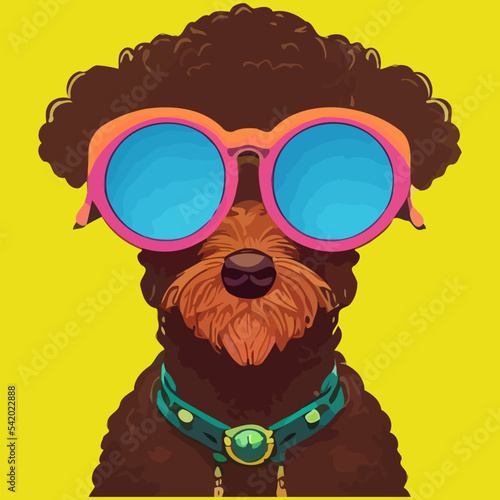 illustration Vector graphic of poodle wearing sunglasses isolated good for icon, mascot, print or customize your design