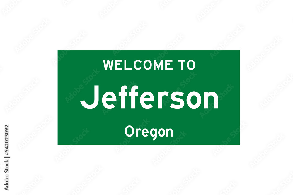 Jefferson, Oregon, USA. City limit sign on transparent background. Jefferson, Oregon, USA. City limit sign on transparent background.