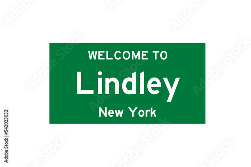 Lindley, New York, USA. City limit sign on transparent background.  photo