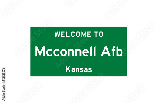 Mcconnell Afb, Kansas, USA. City limit sign on transparent background.  photo