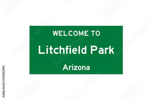 Litchfield Park, Arizona, USA. City limit sign on transparent background.  photo