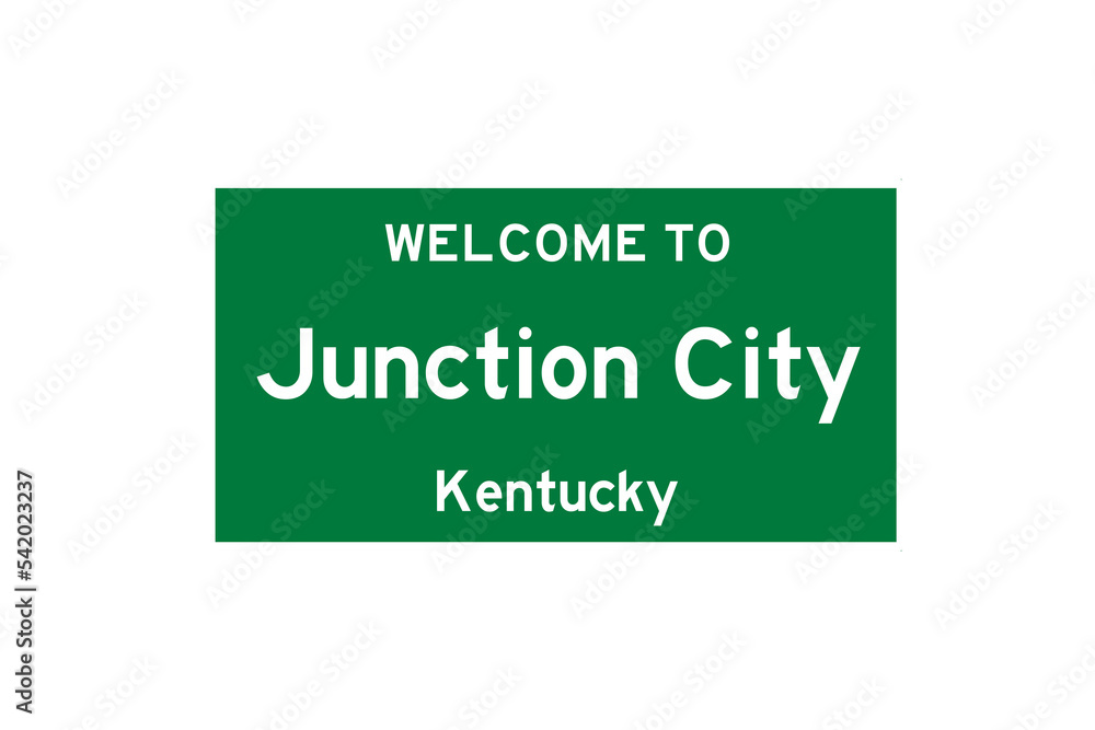 Junction City, Kentucky, USA. City limit sign on transparent background. Junction City, Kentucky, USA. City limit sign on transparent background.