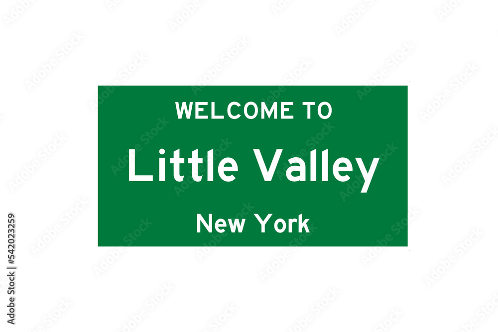 Little Valley, New York, USA. City limit sign on transparent background. Little Valley, New York, USA. City limit sign on transparent background.