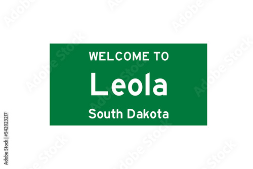 Leola, South Dakota, USA. City limit sign on transparent background.  photo