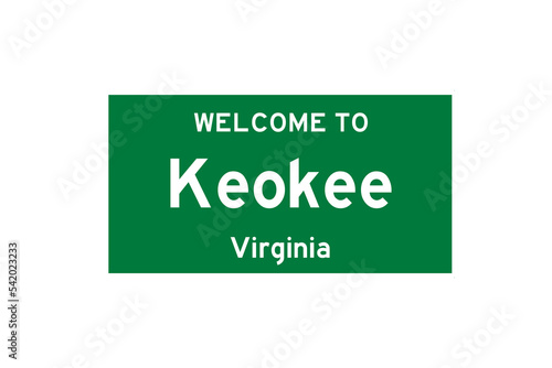 Keokee, Virginia, USA. City limit sign on transparent background.  photo