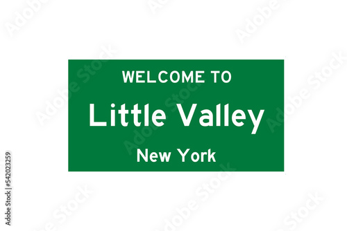 Little Valley, New York, USA. City limit sign on transparent background.  photo