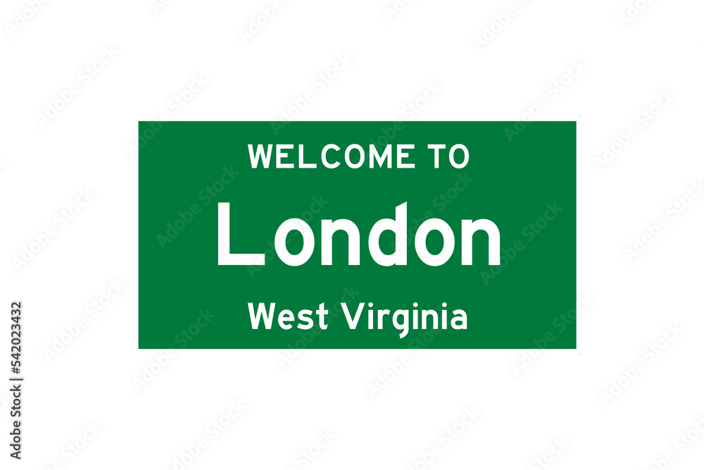 London, West Virginia, USA. City limit sign on transparent background. London, West Virginia, USA. City limit sign on transparent background.