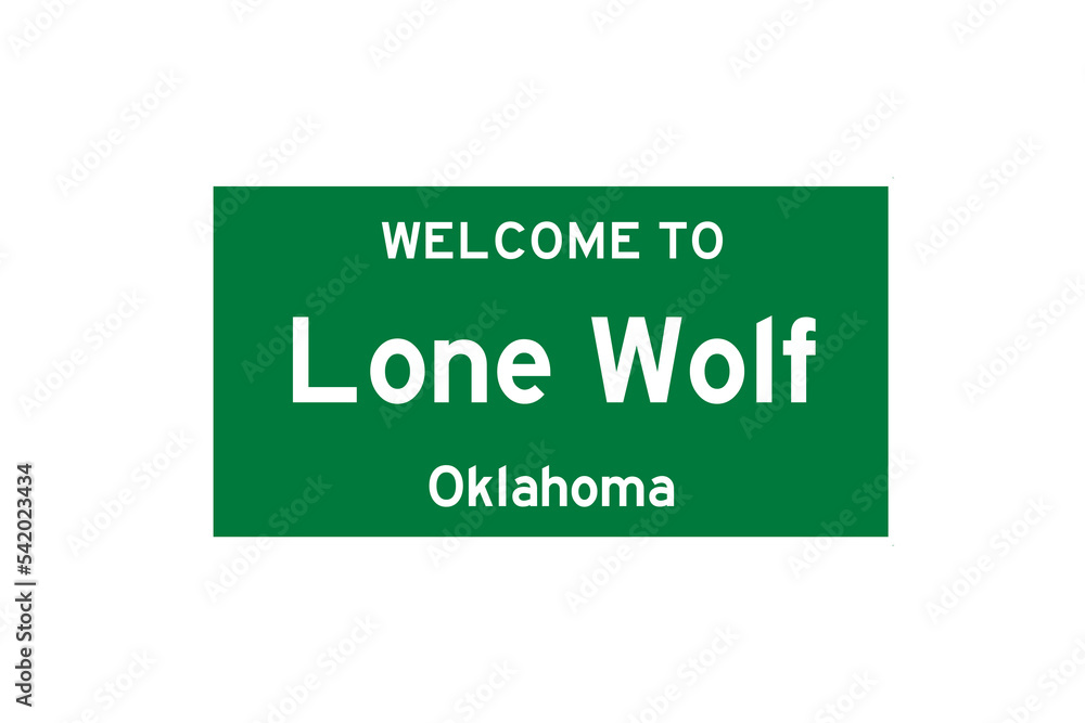 Lone Wolf, Oklahoma, USA. City limit sign on transparent background. Lone Wolf, Oklahoma, USA. City limit sign on transparent background.