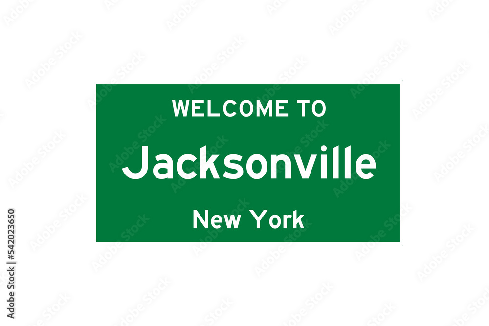 Jacksonville, New York, USA. City limit sign on transparent background. Jacksonville, New York, USA. City limit sign on transparent background.