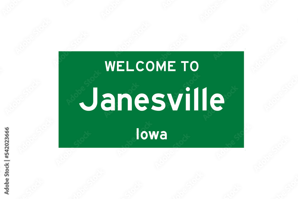 Janesville, Iowa, USA. City limit sign on transparent background. Janesville, Iowa, USA. City limit sign on transparent background.