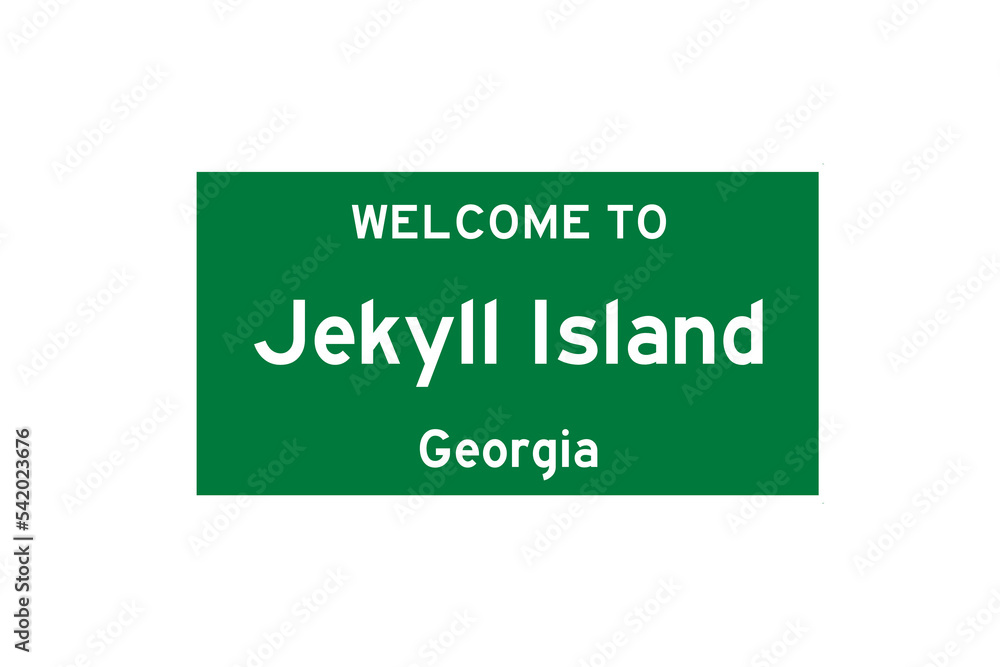 Jekyll Island, Georgia, USA. City limit sign on transparent background. Jekyll Island, Georgia, USA. City limit sign on transparent background.