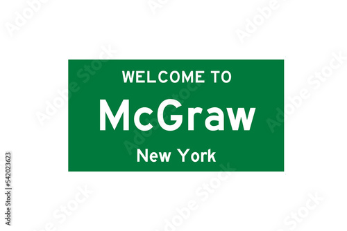 McGraw, New York, USA. City limit sign on transparent background.  photo