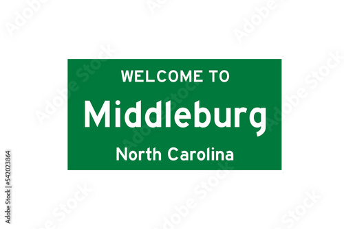 Middleburg, North Carolina, USA. City limit sign on transparent background.  photo