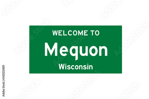 Mequon, Wisconsin, USA. City limit sign on transparent background.  photo