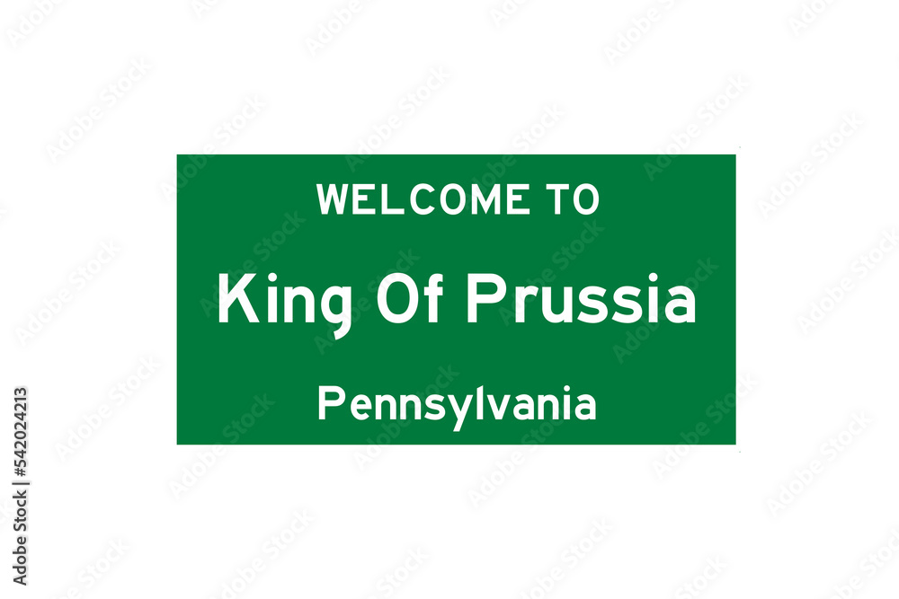 King Of Prussia, Pennsylvania, USA. City limit sign on transparent background.