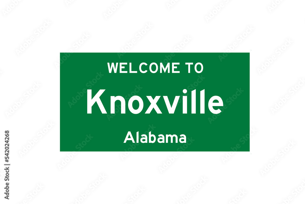 Knoxville, Alabama, USA. City limit sign on transparent background. Knoxville, Alabama, USA. City limit sign on transparent background.