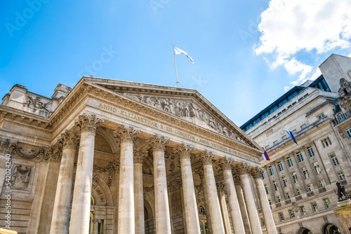 Photography City of London, UK downtown financial district city with historic building of St