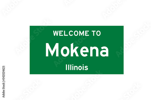 Mokena, Illinois, USA. City limit sign on transparent background.  photo