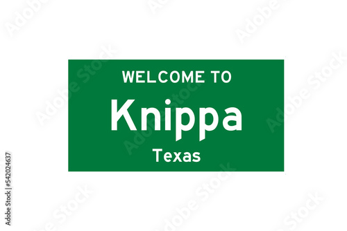 Knippa, Texas, USA. City limit sign on transparent background.  photo