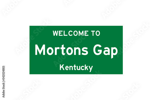 Mortons Gap, Kentucky, USA. City limit sign on transparent background.  photo