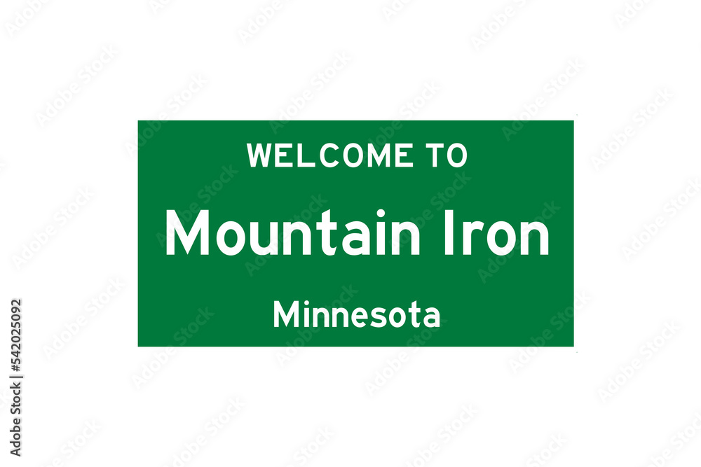 Mountain Iron, Minnesota, USA. City limit sign on transparent background. Mountain Iron, Minnesota, USA. City limit sign on transparent background.