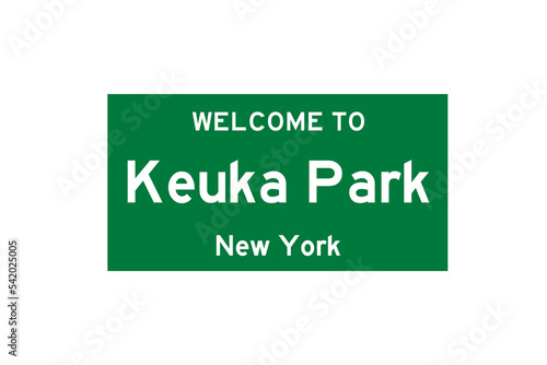 Keuka Park, New York, USA. City limit sign on transparent background.  photo