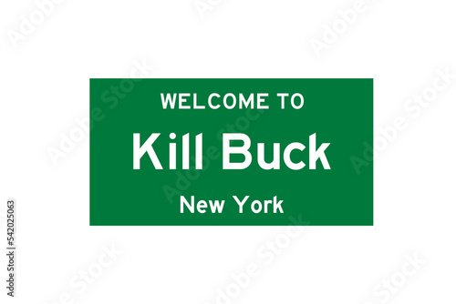 Kill Buck, New York, USA. City limit sign on transparent background.  photo