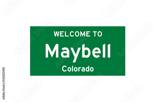 Maybell, Colorado, USA. City limit sign on transparent background.  photo