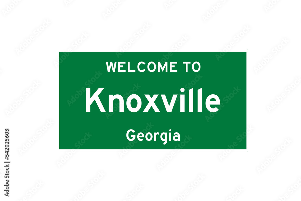 Knoxville, Georgia, USA. City limit sign on transparent background. 
